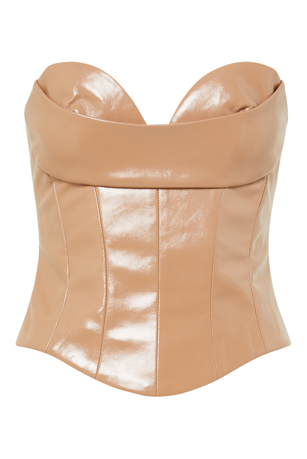 Draped Lacquer Bustier Top